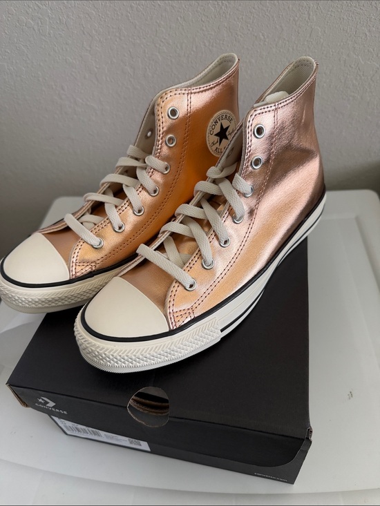 Converse Shoes - Converse Metallic Rose Gold High Top Sneakers